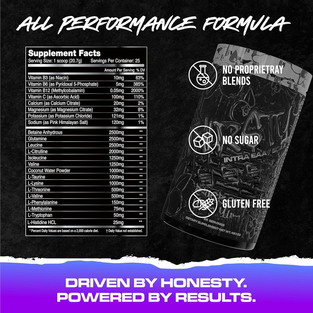 KILO LABS BCAAパウダー | トリスティー BCAA & EAA Intra Workout Powder and Electrolyte Hydration Drink | サポート 持久力 & 筋肉成長、トータルアミノの12.8g | 25 便益