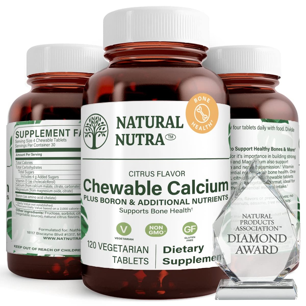 骨の強さのための自然なNutraのChewableカルシウム補足は、筋肉健康を、助けます歯の健康、サポートNerveの健康および心血管の健康を、改善します骨の強さ、120のタブレットを促進します