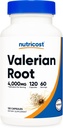 Nutricost Valerian Rootカプセル(サービングあたり1000mg)120カプセル - 4,000mg サービングあたり等価(4:1エキス)、ベジタリアンキャップ、グルテンフリー、非GMO