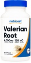 Nutricost Valerian Rootカプセル(サービングあたり1000mg)120カプセル - 4,000mg サービングあたり等価(4:1エキス)、ベジタリアンキャップ、グルテンフリー、非GMO