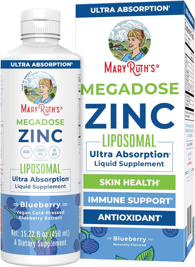 MaryRuth Organics Nutritional Supplement | ビタミンEによるリポソーム液亜鉛サプリメント | 全体的な健康とスキンケア | ブルーベリー | ビーガン、非GMO、グルテンフリー、砂糖は含まれていません | 15.22 Fl Oz