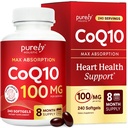 純粋にホリスティックCoQ10 100mg - 240 SoftGels - 8ヶ月の供給 - Ubiquinone Coenzyme Q10サプリメント - 有機オリーブオイル - Soy Free Co Q 10 - アメリカ製