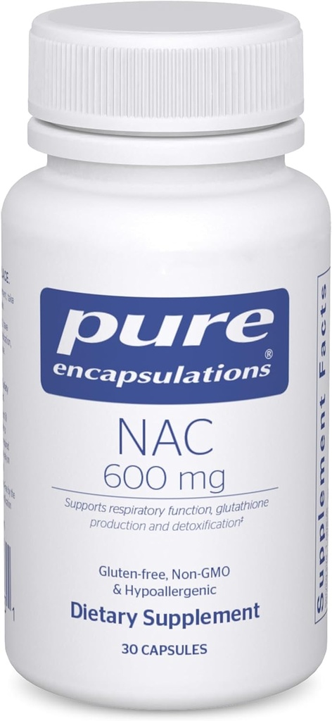 純粋なカプセル封入NAC 600mg - 肺の健康のためのN-アセチルCysteine NACサプリメント & 免疫サポート, 肝臓サポート&抗酸化剤* - フリーフォームN-アセチル-L-Cysteine - 30カプセル