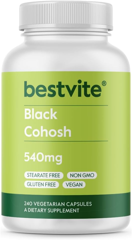 BESTVITE 黒コホッシュ 540mg (240 ベジタリアンカプセル) - ない Stearates - No fillers - 完全菜食主義者の非GMO - グルテンフリー