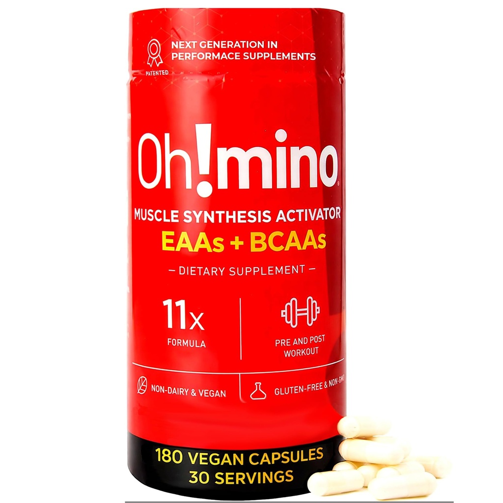 Oh!minoエッセンシャルアミノ酸サプリメント。 カフェインカプセル。 すべての9 EAA、BCAAおよびワークアウト、アミノ酸エネルギーのための完全なアミノ酸は、筋肉を造り、より速く回復するために。