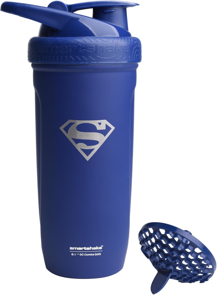 Smartshake DCのCOMICSはステンレス鋼の蛋白質のシェーカーのびん900のmlを補強します  30のoz - Leakproofねじオンのふた- BPAは放します-無光沢------------Supermanのロゴ