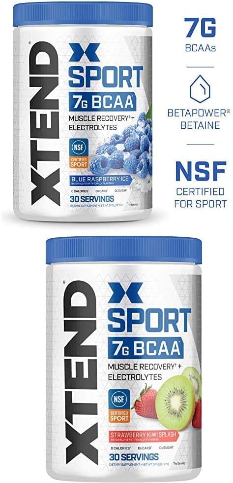 Scivation XtendのHydrasport BCAAの粉、分岐させたチェーン アミノの酸、BCAAsのゼロ砂糖の電解物の飲み物の粉+水和、青いラズベリー及びいちごのキウイ、30のサービングの対のパック