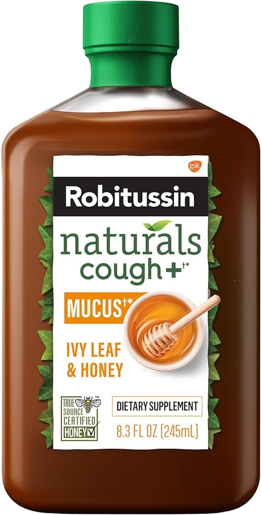 Robitussinナチュラルズハニーとアイビーリーフの栄養補助食品は、Hoarseness、ドライスロート、およびIrritants、8.3 ozに関連付けられた時折咳を取り除きます
