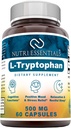 L-Tryptophanの食事療法の補足500のmg 60のカプセル(Non-GMO) - 自由な形態Lのトリプトファンの500のmgの自然な睡眠の援助の補足-循環及び免疫サポート*