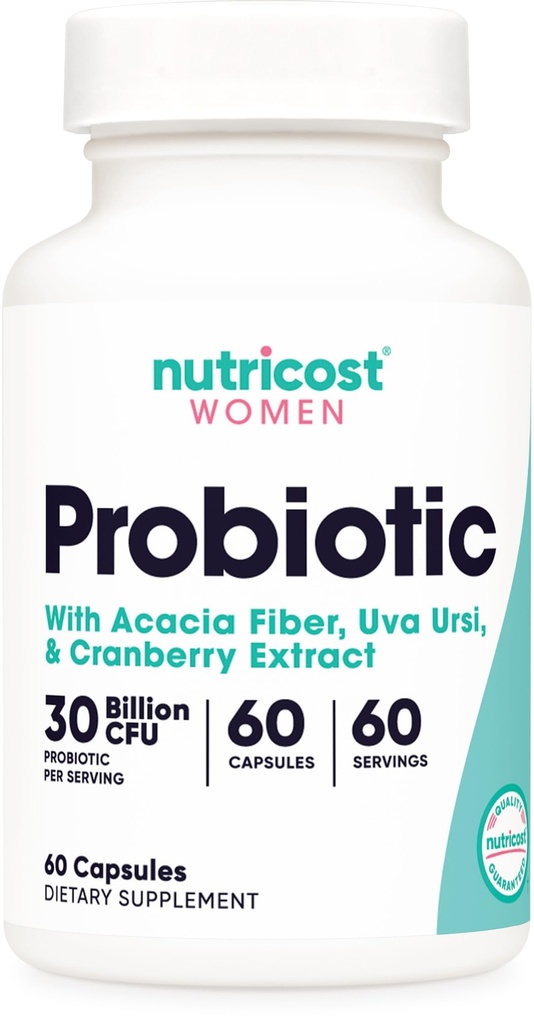 女性のためのNutricost Probiotic 30ビリオンCFU、60カプセル - Acacia繊維、Uva Ursi及びクランベリーのエキス、非GMO及びグルテンフリーの複合体