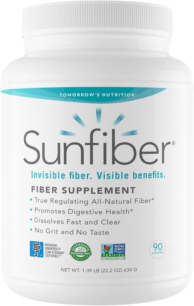 明日の栄養, Sunfiber, 消化の健康のためのプレバイオティック繊維のサプリメント, 低FODMAP, グルテンフリー, 不燃, 90 サービング