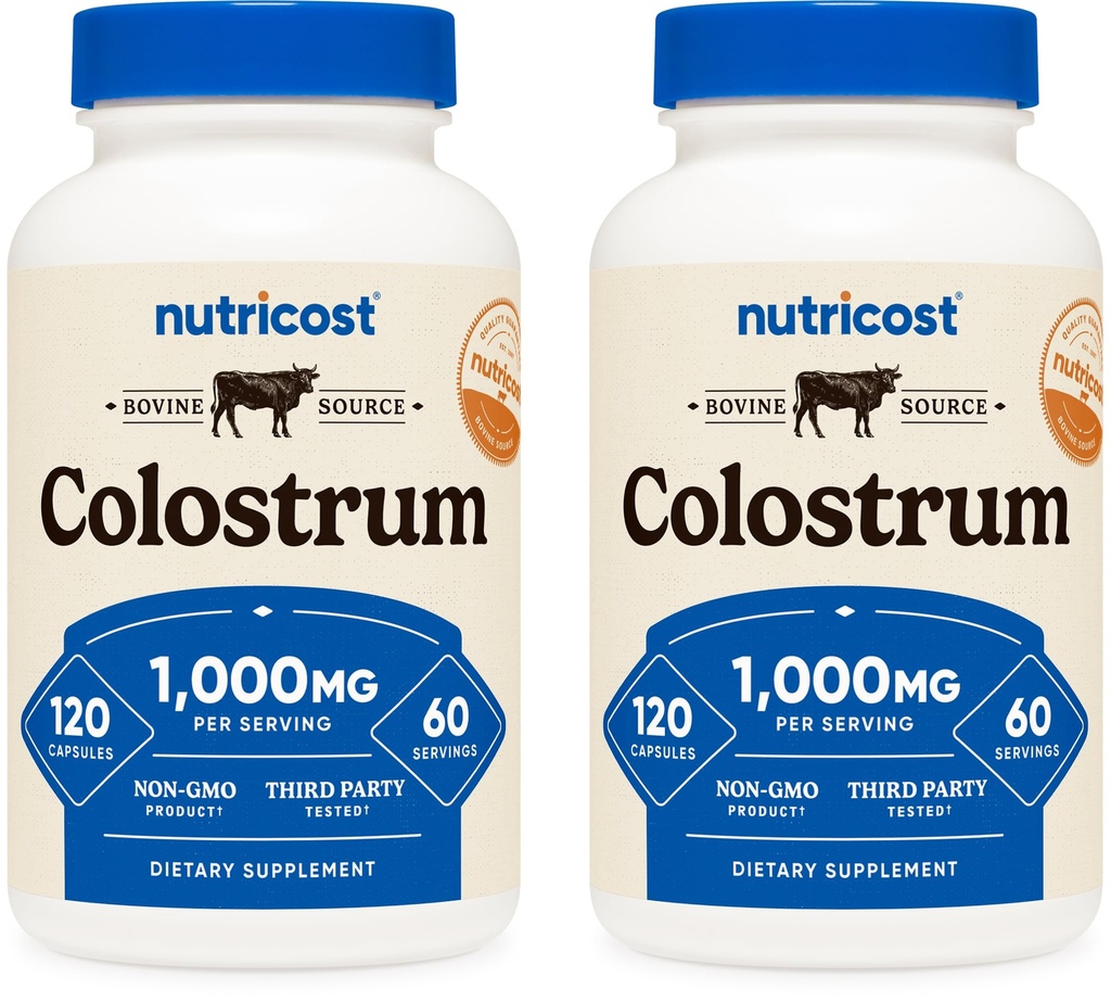 NutricostのColostrum 500mgの120の帽子(2本のびん)