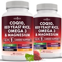 新しいAGE COQ10 200mgの赤いイースト米3000mg Omega 3-6-9 3000mgのマグネシウムの複雑な500mgの亜鉛ビタミンK2 D3 -ビタミンB3の女性そして人のためのビタミン、Coenzyme Q10-120の計算