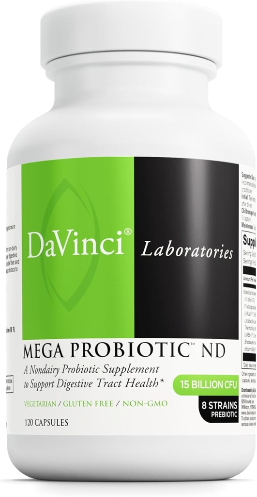 DAVINCI LabsメガプロバイオティックND - 非酪農プロバイオティックサプリメントは、ガット、消化及び脳の健康をサポート* - 非酪農コンプレックスと腸の健康サポートサプリメント* - 120ベジタリアンキャップ