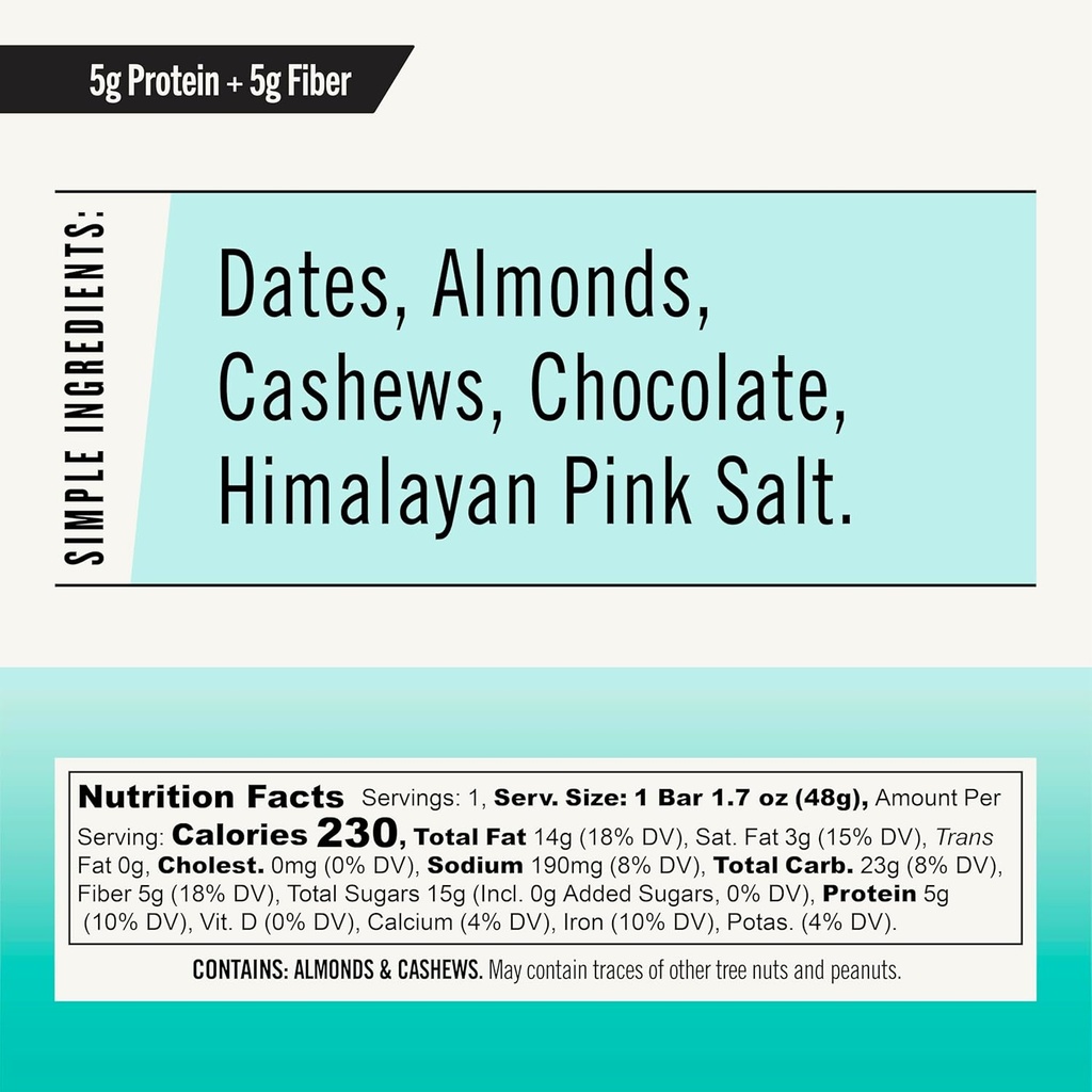 サンダーバードバー エナジースナック, 蛋白質とグルテンフリー, 健康的なリアルフード, ビーガンパルオノンGMO, 砂糖なし, チョコレートアーモンドバター海の塩味 (12 カウント, 1.7 オンス. バー)