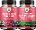 Dong Quai Vitex Chaste Berry & Black CohoshとホットフラッシュのためのMenopauseサプリメントの束 & 余分強さは、女性500mgのためのPalmettoを見た - Maca Root&BiotinとDHTブロッカー脱毛サプリメント