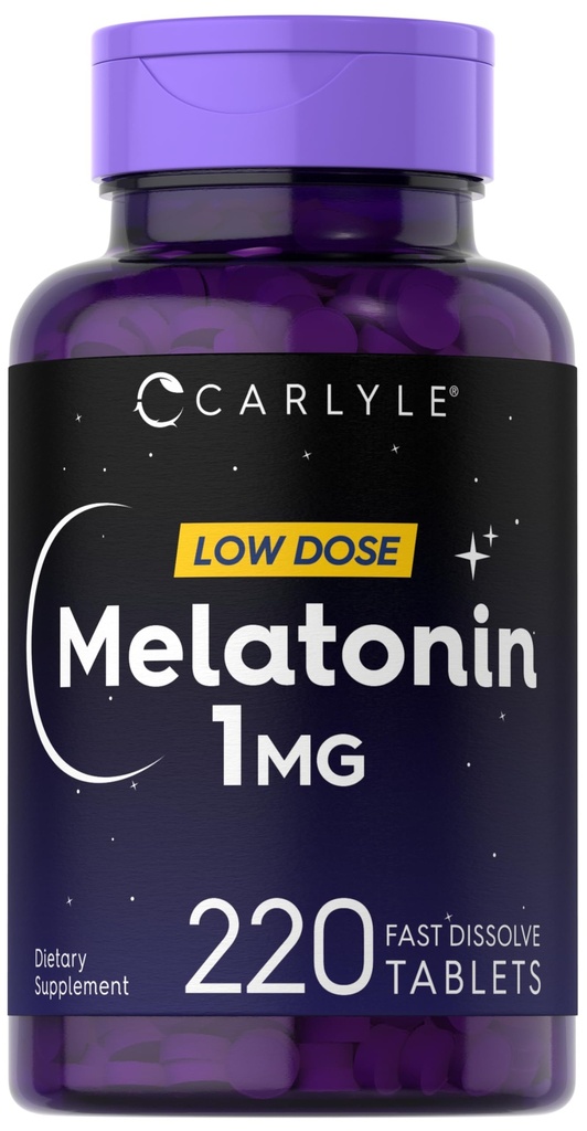 Carlyle Melatonin 1mg | 220 速い分解のタブレット | 低い線量 | ベジタリアン・非GMOのグルテンフリー