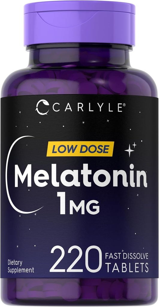 Carlyle Melatonin 1mg | 220 速い分解のタブレット | 低い線量 | ベジタリアン・非GMOのグルテンフリー