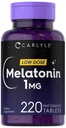 Carlyle Melatonin 1mg | 220 速い分解のタブレット | 低い線量 | ベジタリアン・非GMOのグルテンフリー