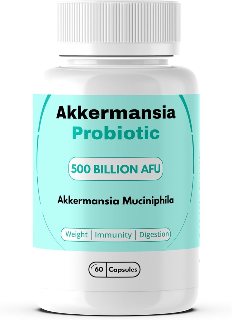 Akkermansia Muciniphilia Probiotic 500 Billion AFU for Gut Health、免疫、緑茶、クロム、ビタミンD&ビタミンB12、60カプセル