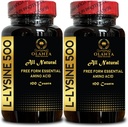 L-LYSINEの特長 500 - アミノ酸ビタミンサプリメント、女性のための閉経エネルギーサプリメント、無料のフォームアミノ酸サプリメント、皮膚および唇の完全性を促進 - 2ボトル200カウント