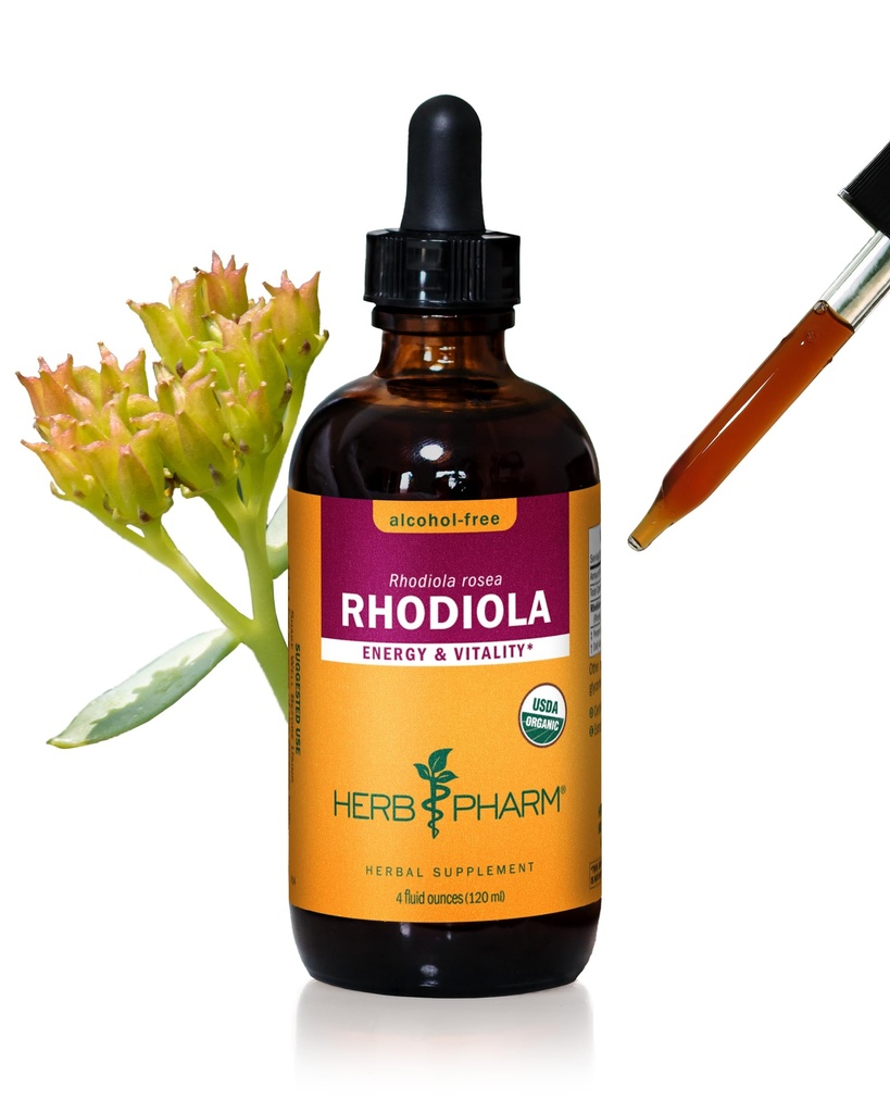 Herb Pharmはエネルギー、持久力およびスタミナ、アルコール・フリーのグリセライト、4つのOunceのための有機Rhodiolaの根のエキスを証明しました