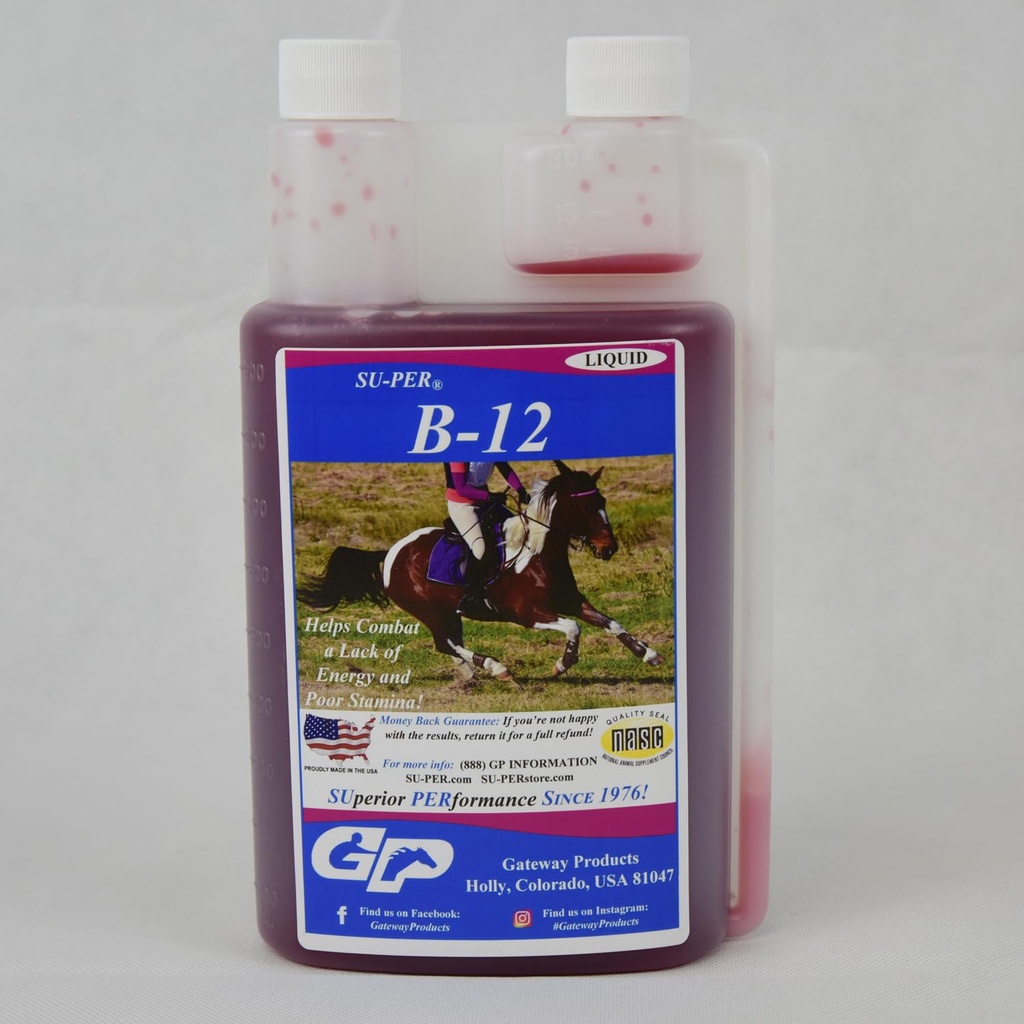 SU-PER B-12エネルギー馬の補足-EquineのビタミンB-12及びB-9の葉酸サポート液体-ピーク性能のための赤い血球の生産及びスタミナ サポート-クォート、2のパック