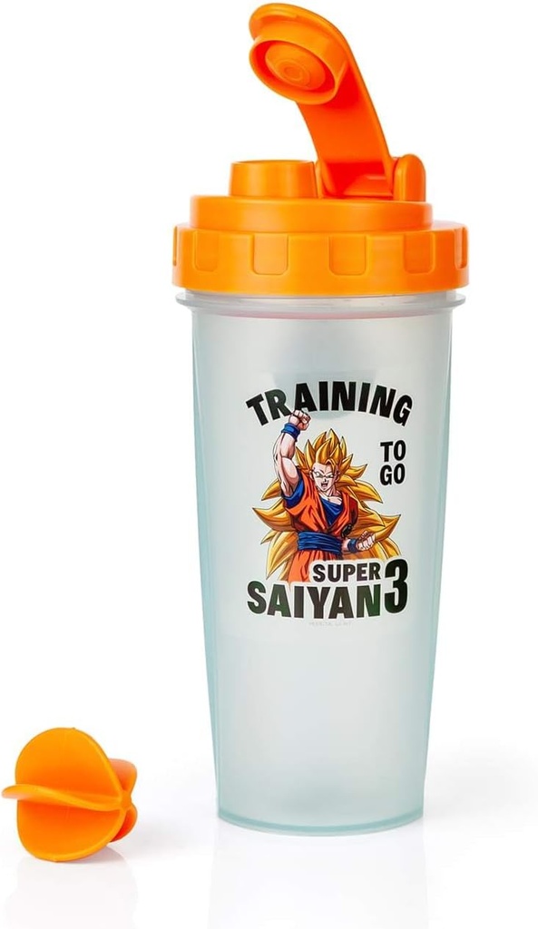ドラゴンボールZスーパーサイヤンゴクジムシェーカーボトル-20オンスBPAフリープラスチックブレンダーボトルウィスクボール - プロテインシェイク、食事の交換、スムージーミキサー - ジムワークアウトアクセサリー - 理想的なDBZギフト