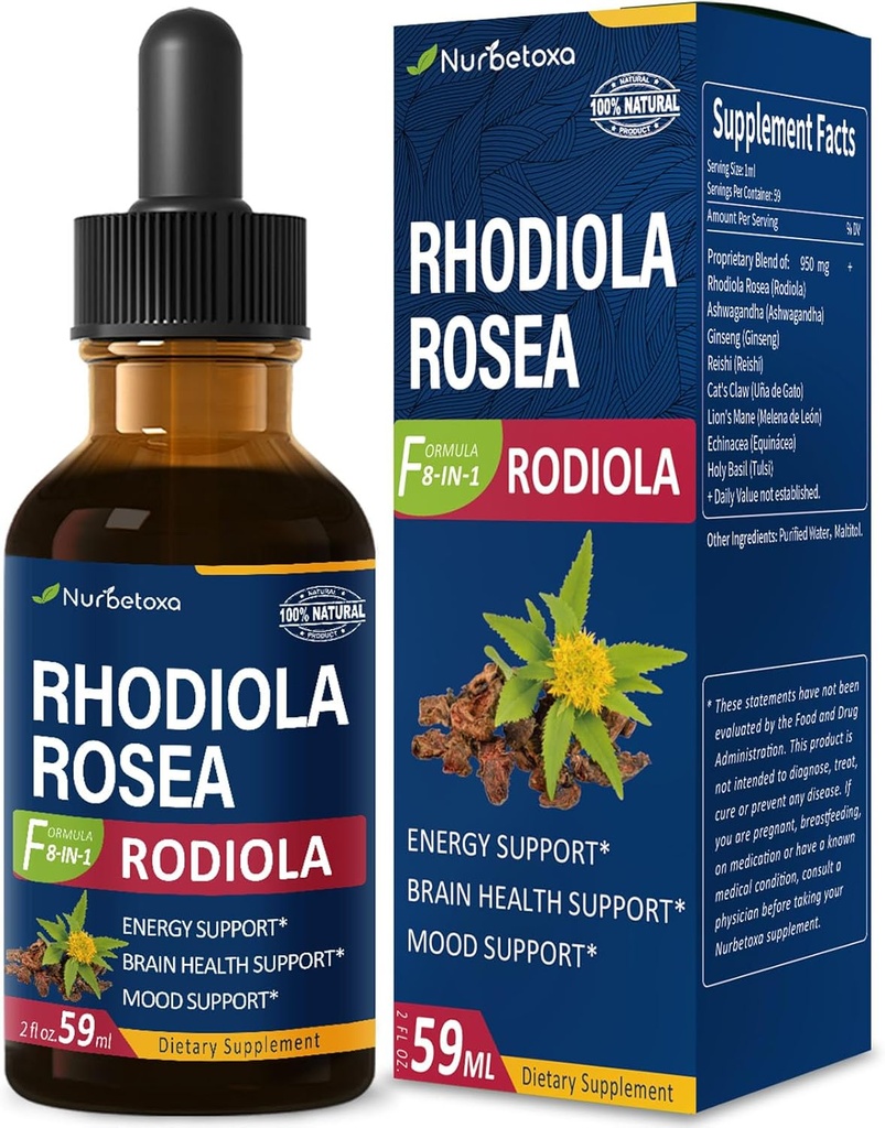 Rhodiola Rosea (Rodiola)のエキスの低下、自然な適応物質の補足/W Ashwagandha、Ginseng、エネルギー、頭脳の健康、免疫及び気分サポートのための聖域、及びEchinacea。 2oz