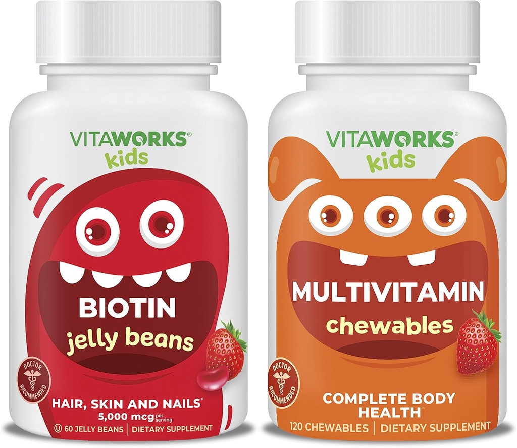 子供のビオチン5000mgゼリー豆+MultivitaminのChewablesの束