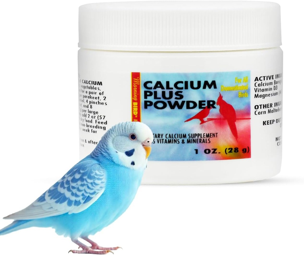 鳥1オンスのための朝の鳥のカルシウムプラスパウダー - マグネシウムグリシナー&ビタミンDとカルシウム炭酸パウダー - 骨の強度と免疫サポートサプリメント - すべての鳥のサイズのためのカルシウムフォーミュラ