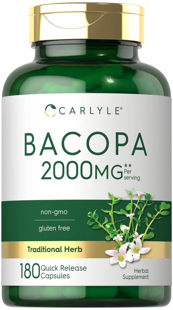 Carlyle Bacopa Monnieri カプセル | 180 カプセル | グルテンフリーサプリメント