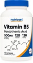 Nutricostパントテン酸(ビタミンB5)500mg、120カプセル