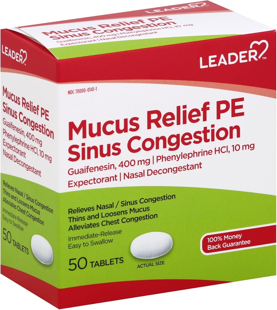 リーダーのムカスの救助のPEのSinusの輻輳、Expectorant;鼻のDecongestant、薄く、Loosens Mucus、即時回復、胸の混雑、50錠を軽減して下さい