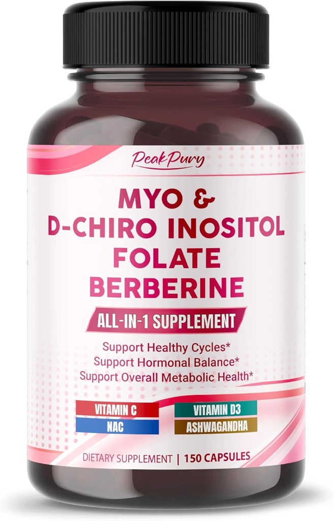 Ultra Myo & D-Chiro Inositol with Folate, Vitamin C & D3 - All-in-1 Supplement for Healthy Cycles, Hormonal Balance & Metabolic Support - Made in The USA- 150 Capsules