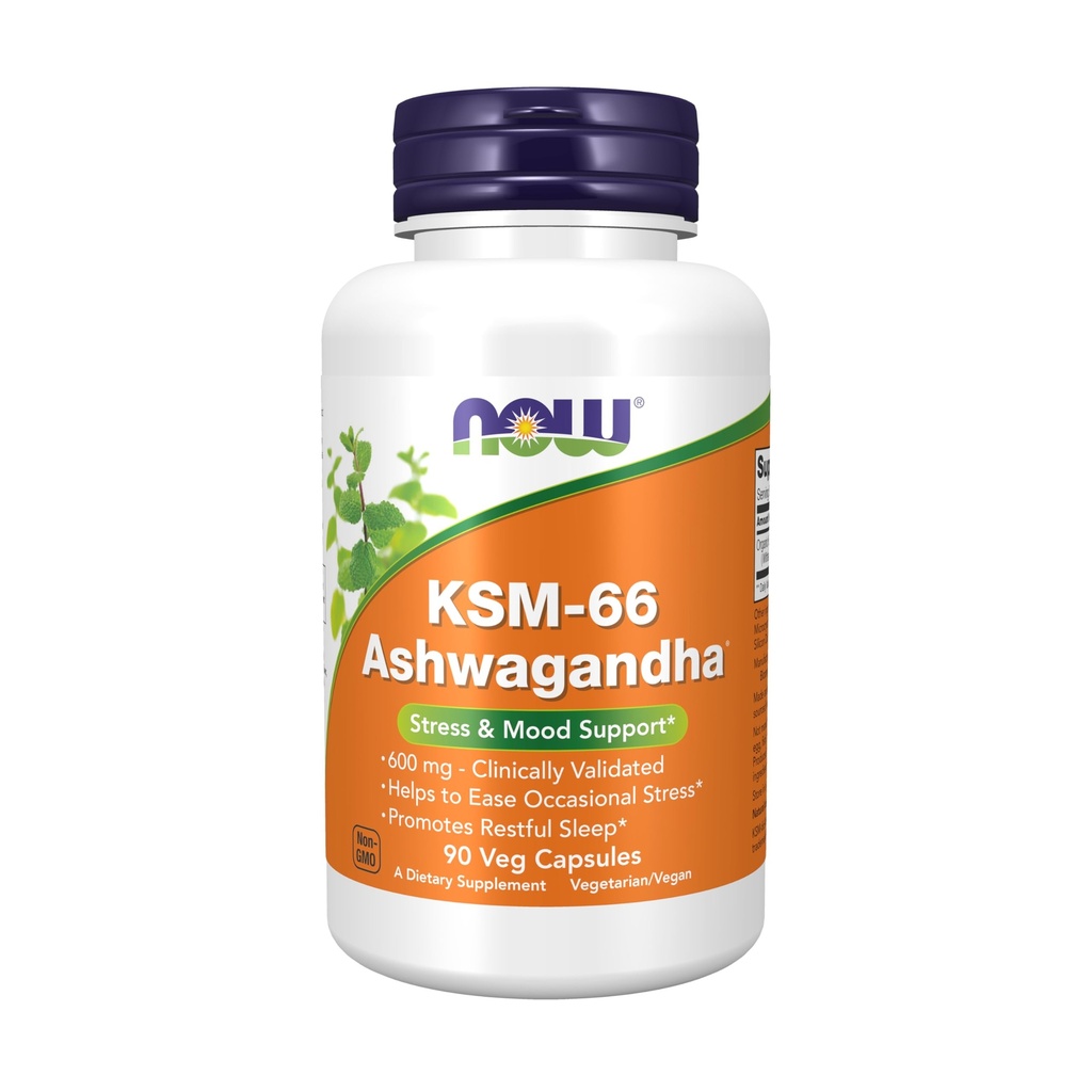 NOWサプリメント、KSM-66 Ashwagandha®、ストレスと睡眠サポート、90ベジーカプセル