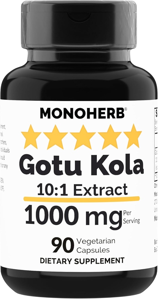 MONOHERBのGotu Kolaのエキス1000のmg - 90のベジタリアンのカプセル
