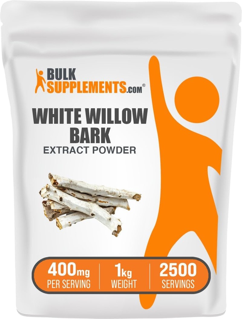 バルクサプリメント.com 白いWillowの樹皮のエキスの粉-草の補足、白いWillowの樹皮の粉-Glutenは、サービング、1kg (2.2のlbs)ごとの400mg放します(パッケージ1)