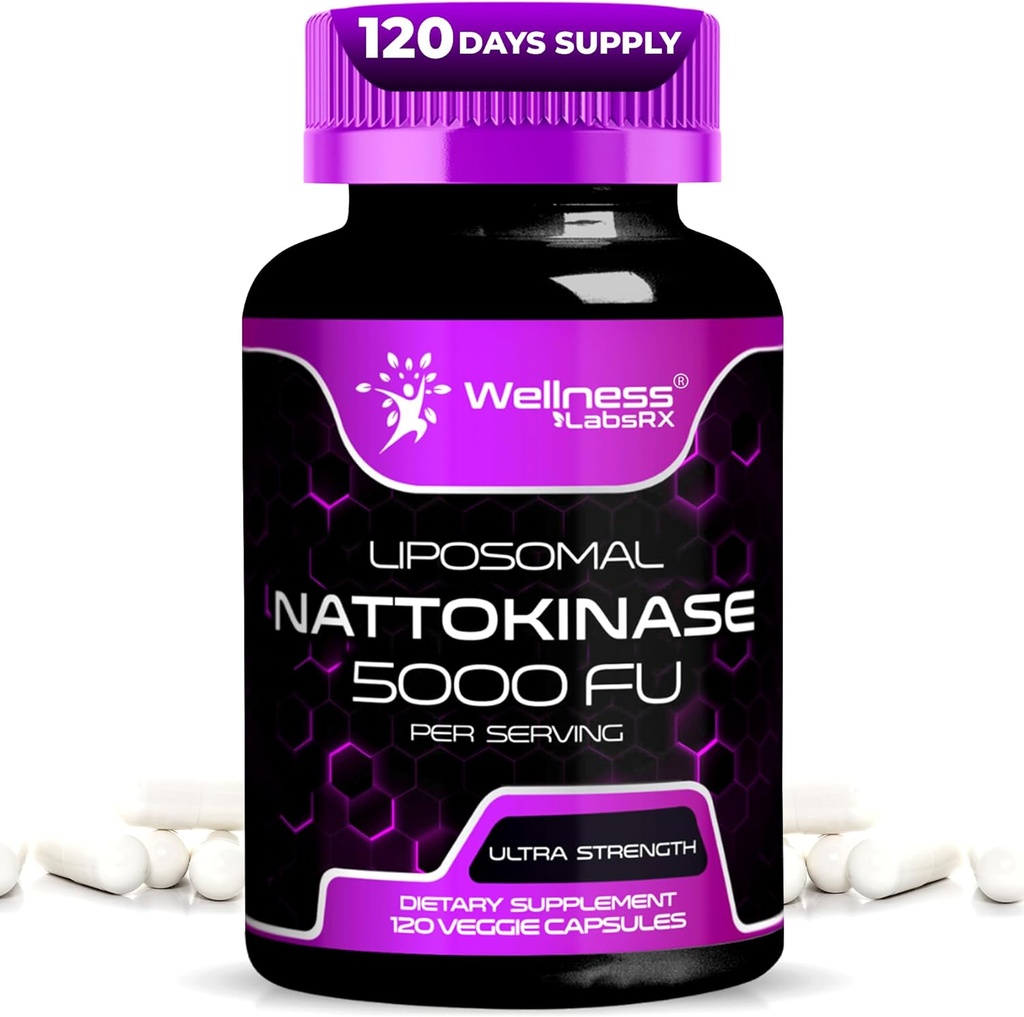 Nattokinase Supplement Capsules 5000 FU, Third-Party Tested Nattokinase – Enzymes from Japanese Natto – Daily Wellness Support – 120 Count (Pack of 1)