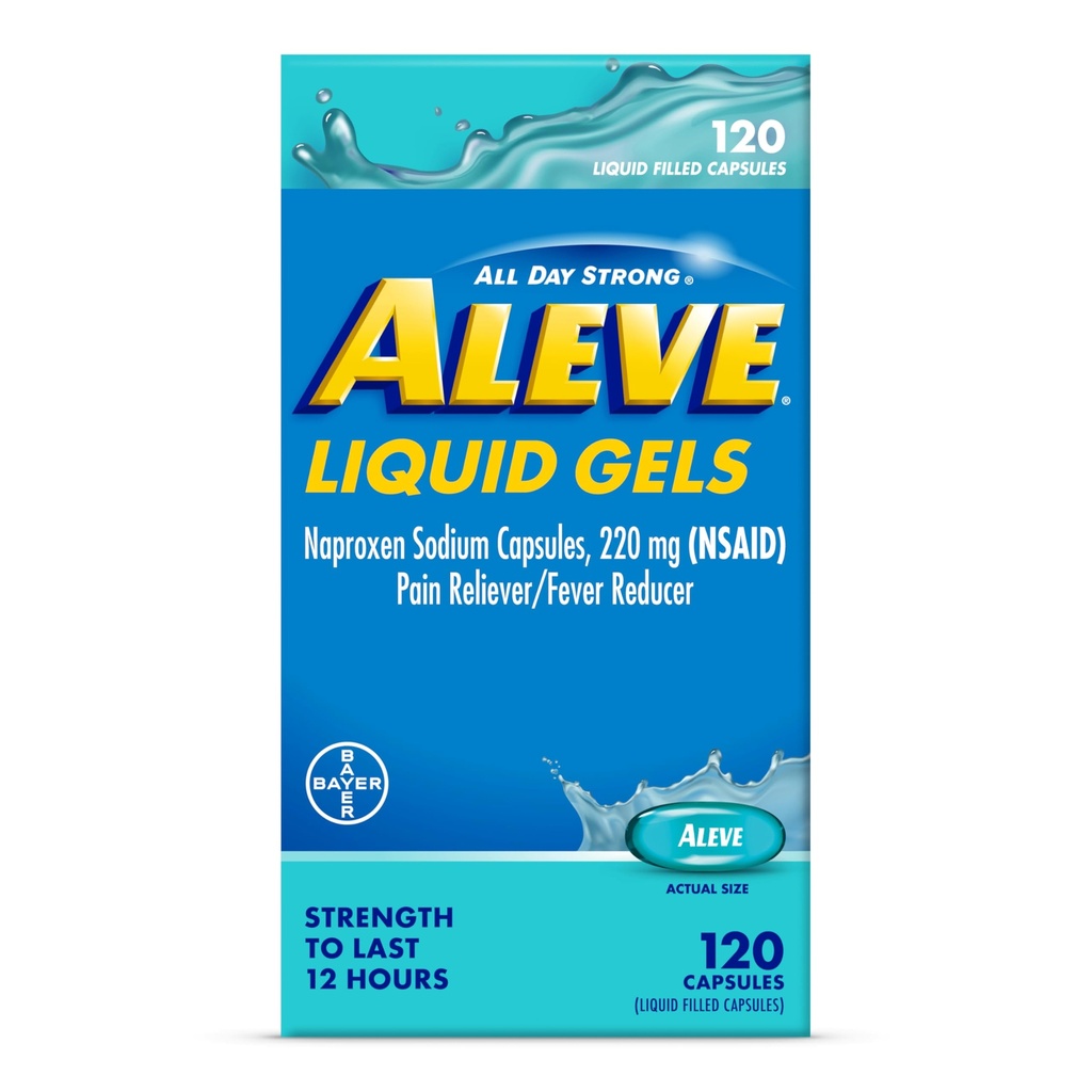 液体のカプセル、Naproxenナトリウムのカプセル220のmg (NSAID)、苦痛Reliever/Feverの減力剤、速い痛みの軽減、120の計算をスリーブして下さい
