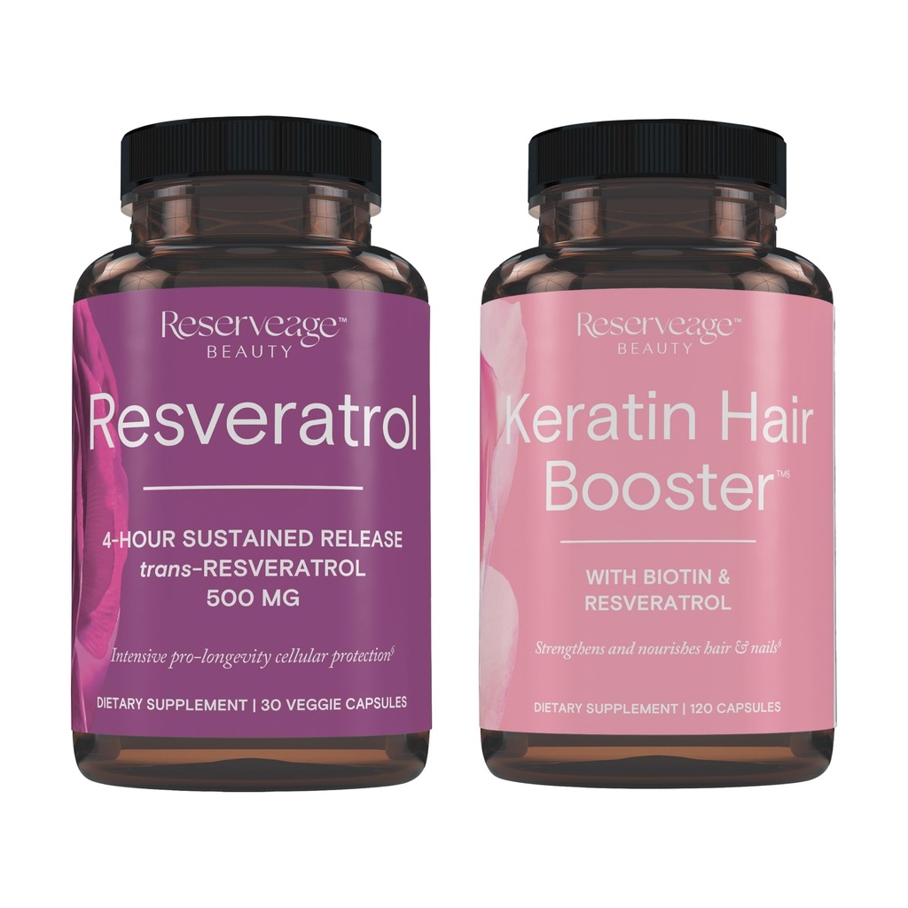 準備の美、Resveratrol 500のmgの心および細胞の健康のための酸化防止の補足30の帽子及びBiotin及びResveratrolの毛および釘の成長の補足120の帽子が付いているケラチンの毛のブースター