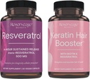 準備の美、Resveratrol 500のmgの心および細胞の健康のための酸化防止の補足30の帽子及びBiotin及びResveratrolの毛および釘の成長の補足120の帽子が付いているケラチンの毛のブースター