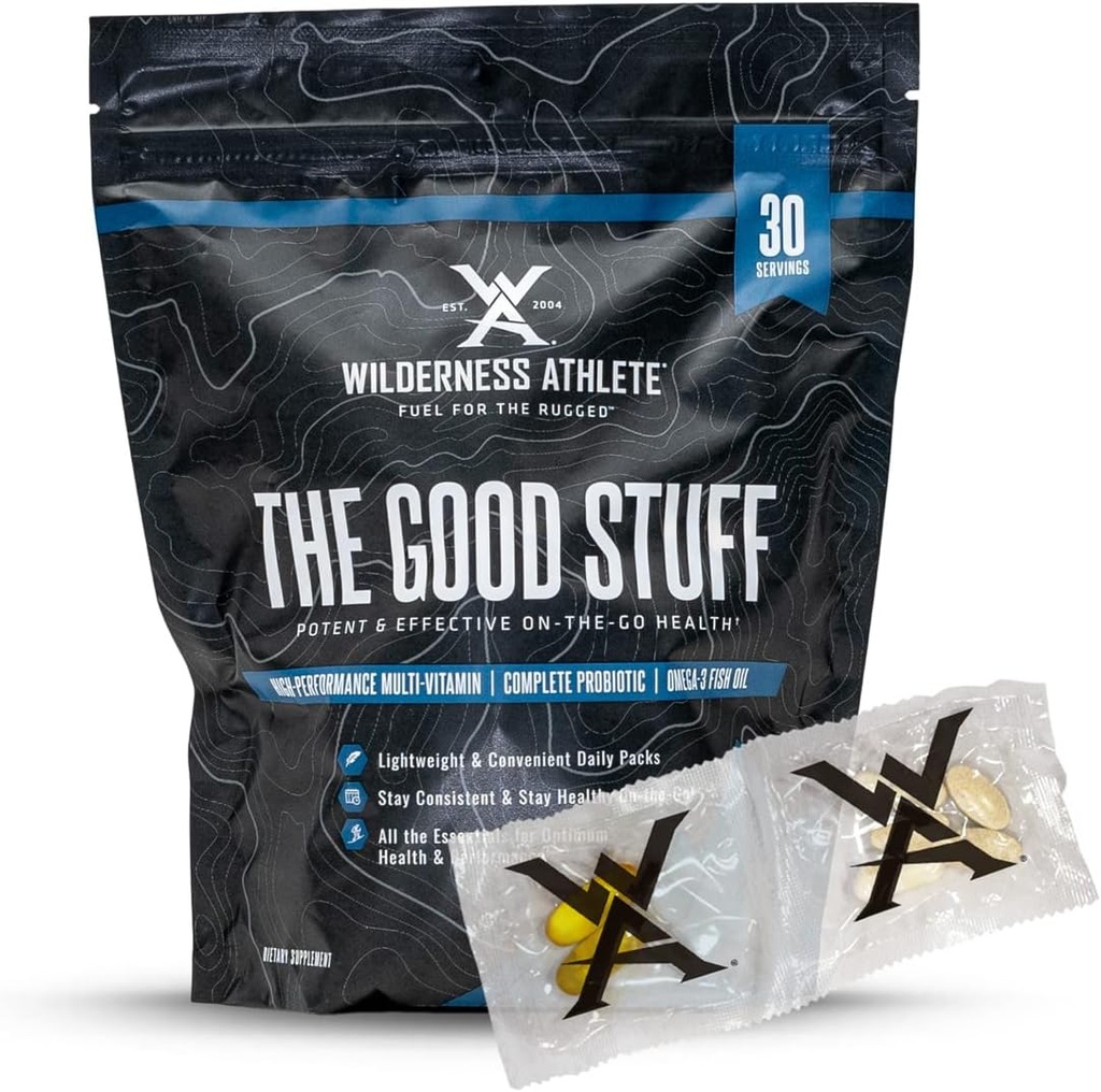 Wilderness Athlete - The Good Stuff | Daily Vitamin Pack - Multivitamin for Women & Men - Vitamin Packs for Men & Women Health - Supplement Probiotics, Omega-3 Fish Oil, & Multivitamins with Zinc