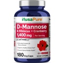 NusaPure D-Mannoseコンプレックス1400mg(ハイビスカスとクランベリー付き) - 180ベジギーキャップ。