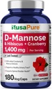 NusaPure D-Mannoseコンプレックス1400mg(ハイビスカスとクランベリー付き) - 180ベジギーキャップ。