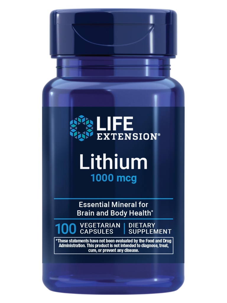 ライフエクステンションリチウム、1000 mcg - リチウムオロット - 認知機能とメモリを維持するのに役立ちます - 低用量フォーミュラ - 非GMO、グルテンフリー、ベジタリアン - 100カプセル