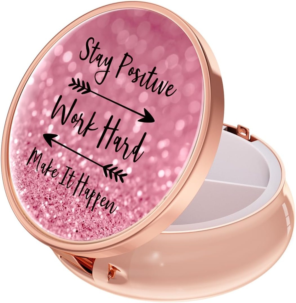 Rouidrの丸薬箱、3のコンパートメントの薬の丸薬の丸薬の箱、Purse及びポケットのための小さい金属の旅行薬箱、ローズの金、仕事の堅い