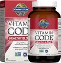 Garden of Life Vitamin Code Healthy Blood - Iron Supplement for Women, 60 Vegan Capsules, with Vitamins B, C, Trace Minerals, Fruit Veggies, Probiotics - for Energy and Anemia Support