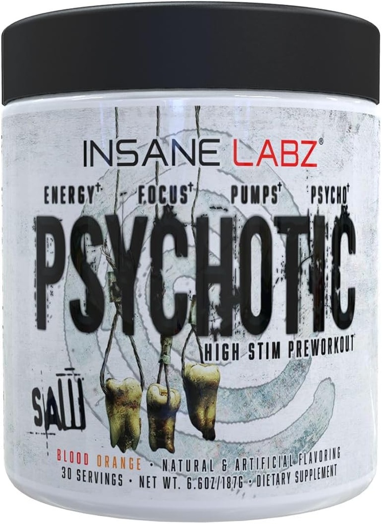 Insane Labzの精神学は、OxyGold-TMおよびAMPiberry®のOxyGold-TMおよびAmPiberry®のComgnitIQ®およびBeta Alanine、30のSrvgs、BloodのオレンジとのCognitIQ®およびEnduranceの焦点を合わせるCognitのプレワークアウトの粉を見ました