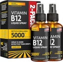 (2パック) - 液体B12スプレー5000 mcg - ビタミンB12サブリンガル - ビーガンB12ビタミンスプレー - メチルコバラミンビタミンB12液体ブーストエネルギー&気分 - グルテンフリー&非GMO